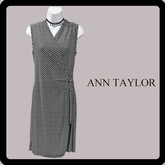 Ann Taylor Dresses & Skirts - ANN TAYLOR Black/White Geo Wrap Sheath Dress ~ Sleeveless ~ XS ~ Lined ~ NWOT!